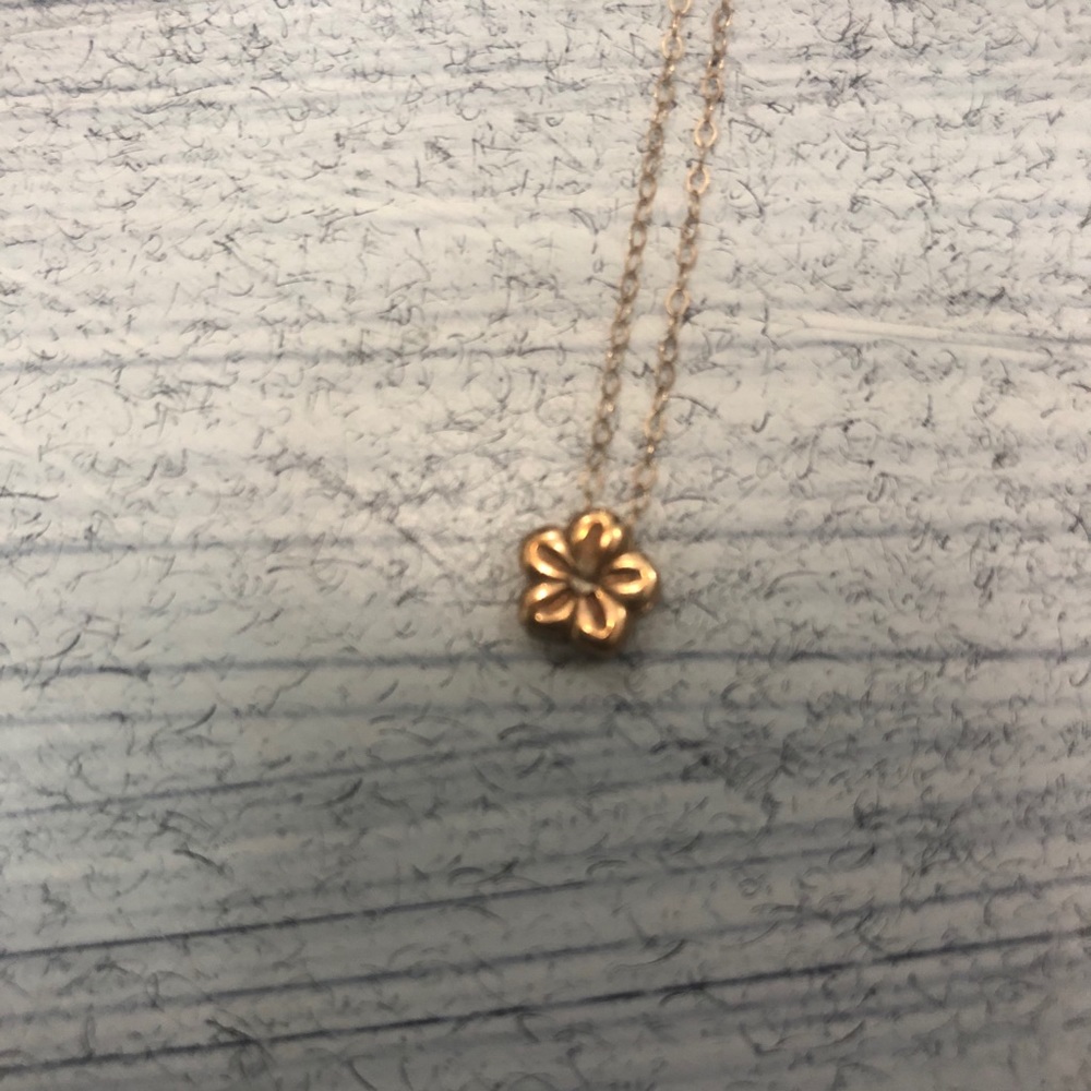 10k tiny flower necklace